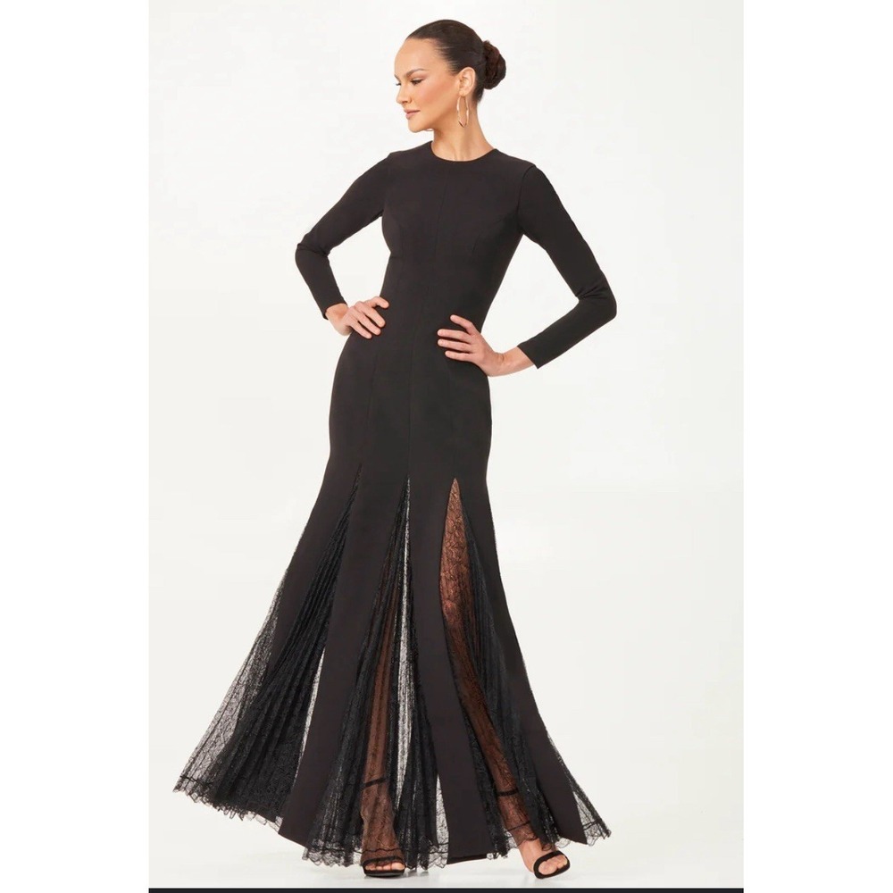$785 Helsi MARION Long Dress Gown. Black Lace. NWT Size Large